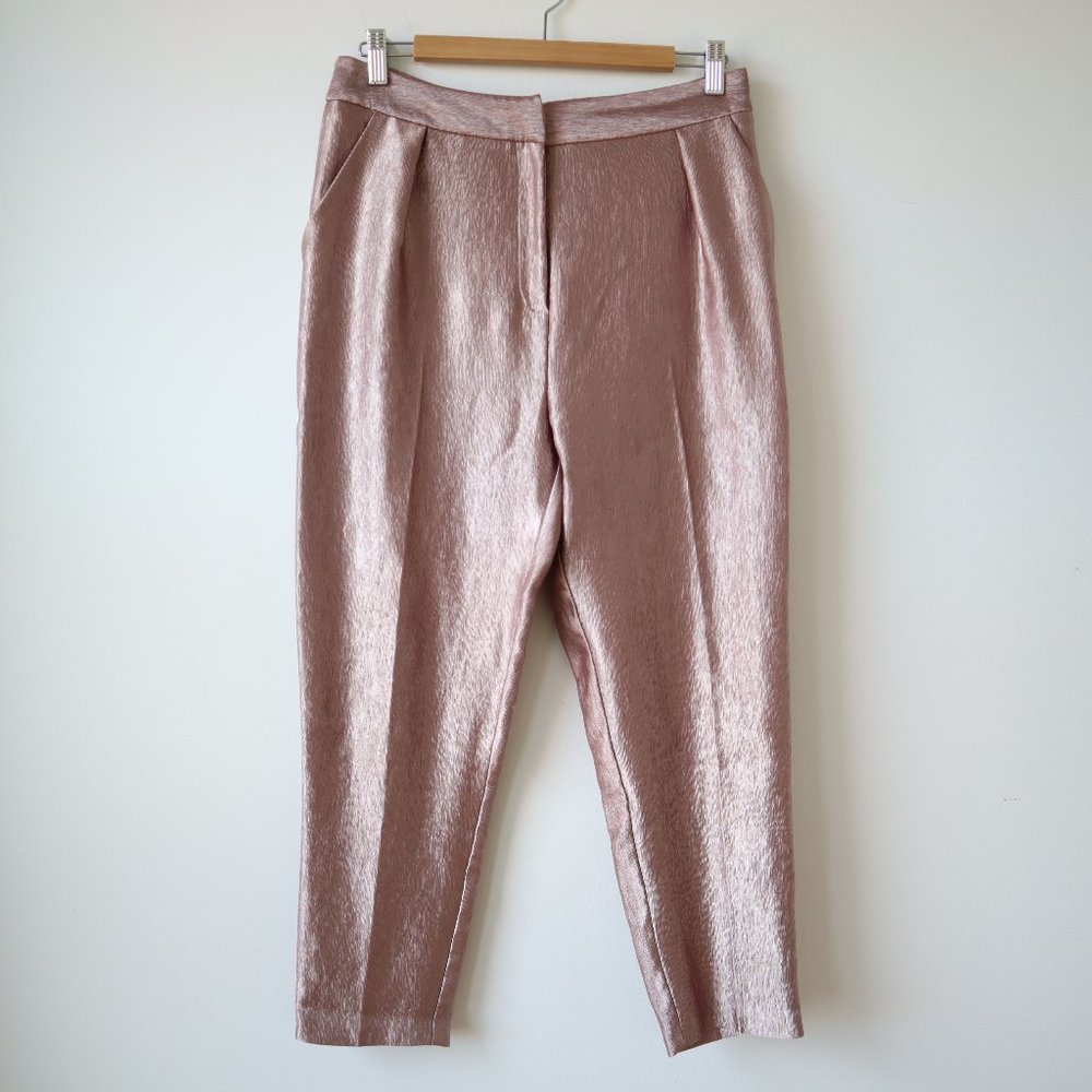 Topshop Rose Gold Satin Dress Pants, Size 8